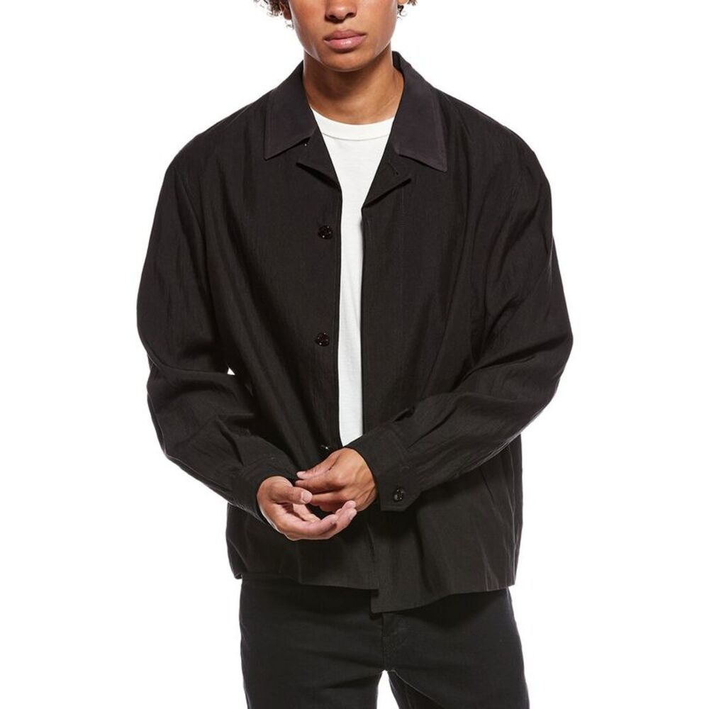 Our Legacy Mens  Solid Shirt Jacket, Black